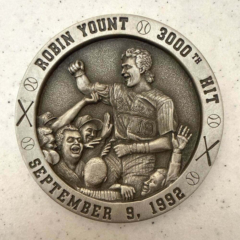 Robin Yount 3000th Hit Silver Medallion Coin Milwaukee Brewers